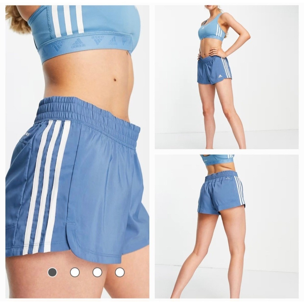 Adidas Womens Blue Fusion White Pacer 3-Stripes Knit Athletic Shorts Size XL